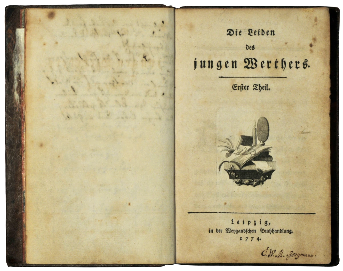 Frontespizio dei Dolori del giovane Werther, 1774