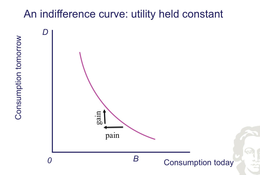 Curva di indifferenza del consumo intertemporale.