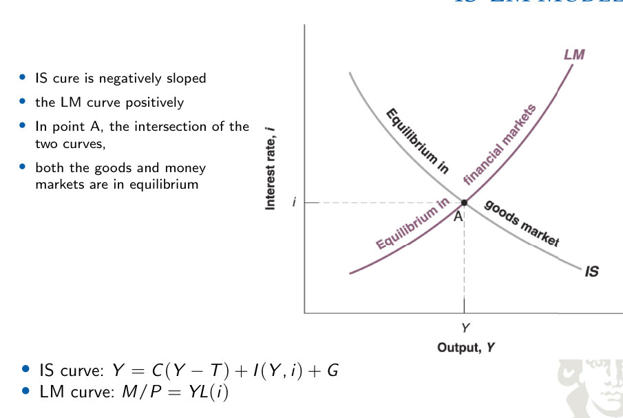 Equilibrio IS–LM nei mercati dei beni e della moneta.